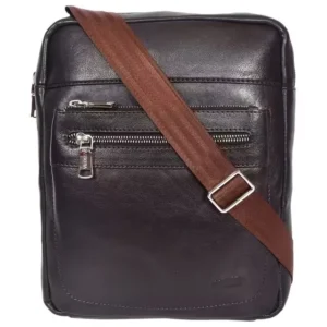 Kaya Solid Pure Leather Zipper Closure Men's Sling Bag